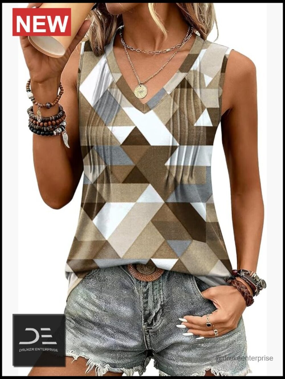 Loose Fit V Neck Sleeveless Tank Top Summer